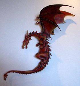 dragon red flying left