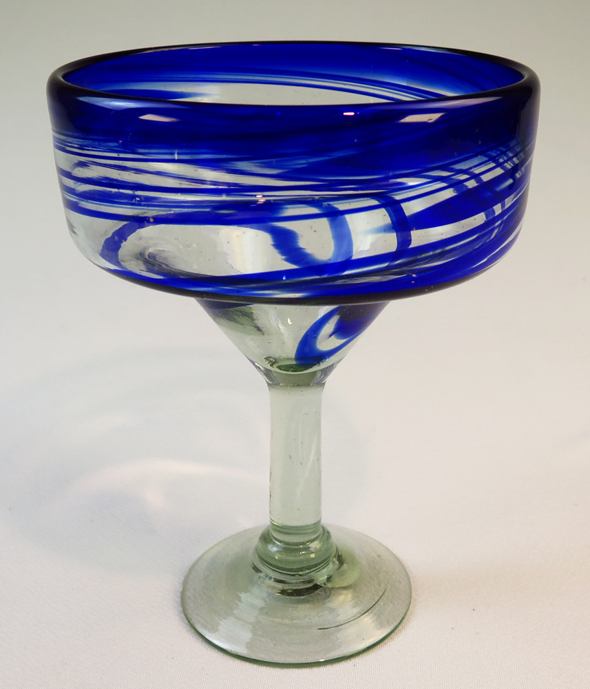 Mexican Margarita Glasses And Matching Pitcher Blue Swirl