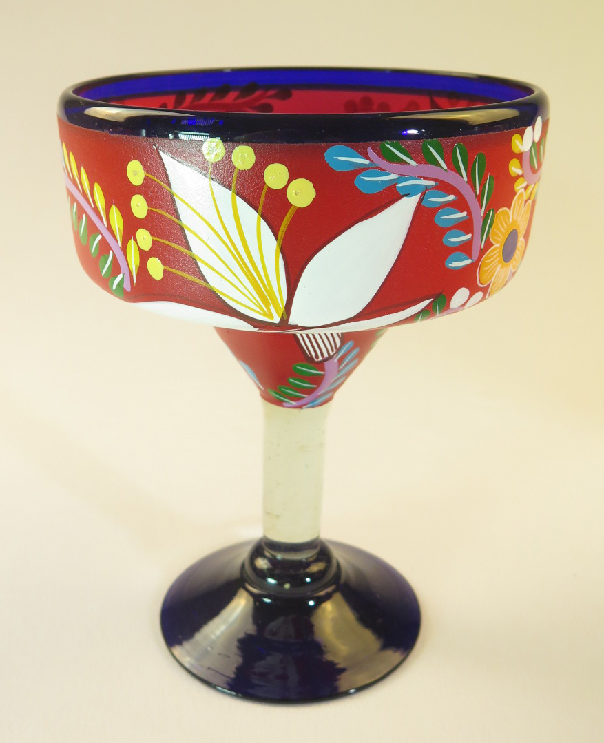 Mexican Margarita Glass 15oz Hand Painted Pop Designs Set
