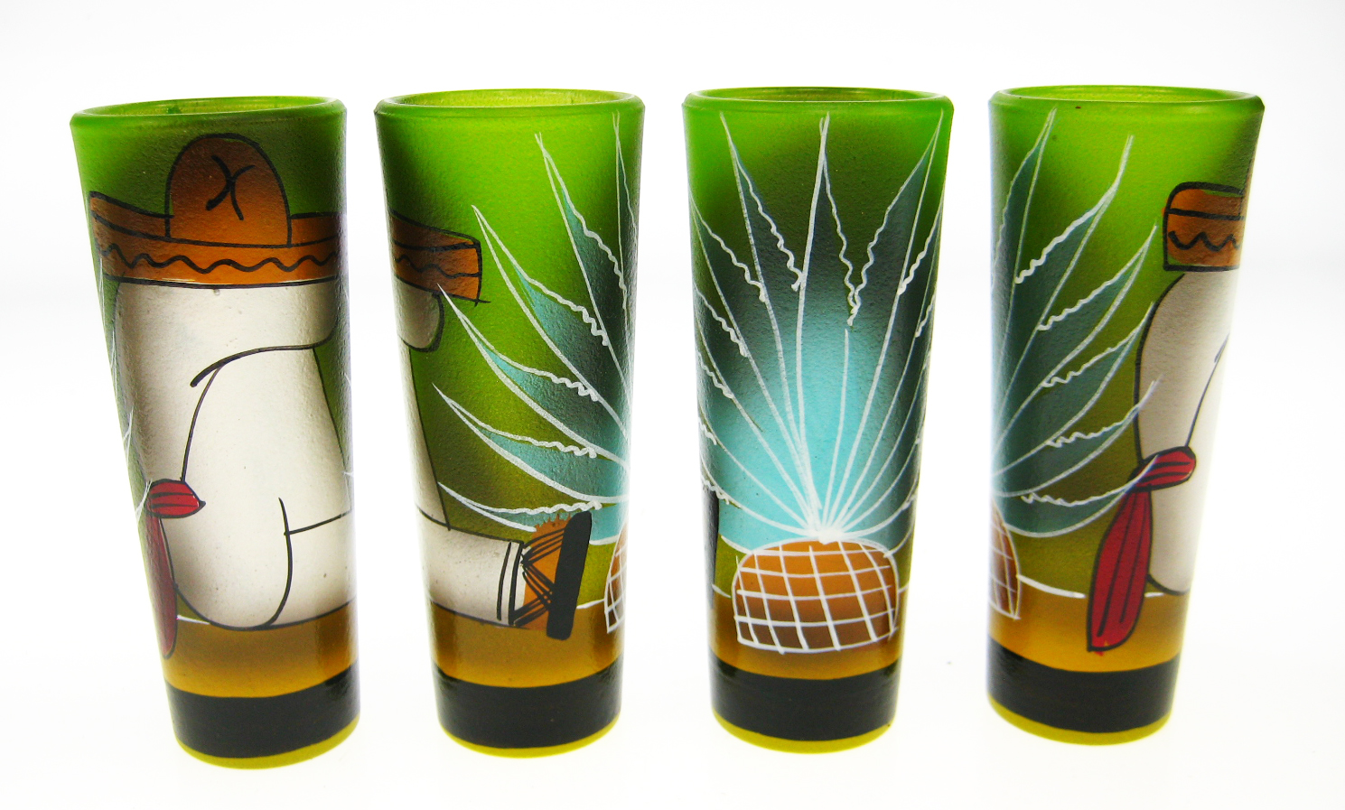 Shot Glass Tequila Bottle Set Agave Digger Design Green Yellow Mexican Shot Glass Tequlia Bottle Set Ah