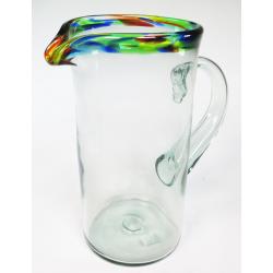 Mexican Glass Pitcher 64 oz Confetti Rim Straight