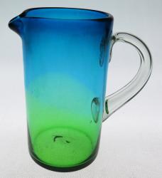 Mexican-glass-pitcher-straight-turquoise green fade