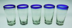 Mexican Beer flight  Blue rim 4oz tapered Mexican shot glasses