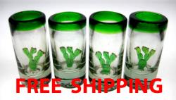 Shot glasses Mexican cactus agave saguaro prickly pear