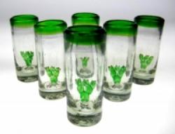 Mexican glass shot glasses prickly pear 6